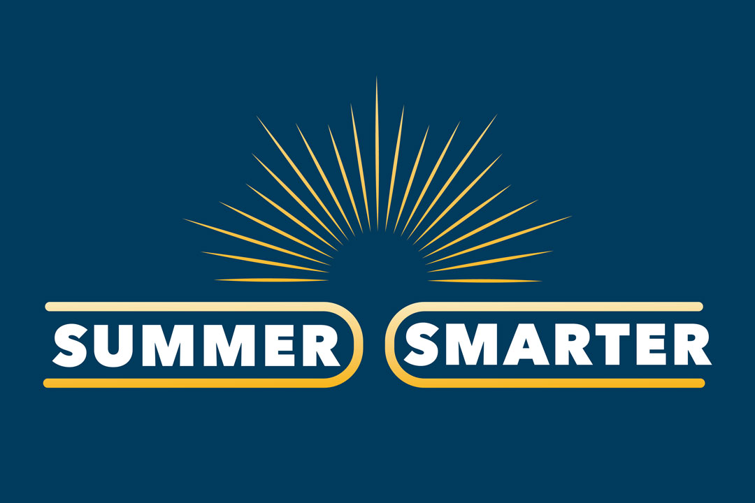 Summer Smarter design with a blue background